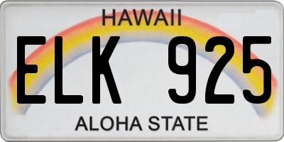 HI license plate ELK925
