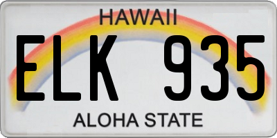 HI license plate ELK935