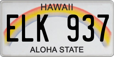 HI license plate ELK937