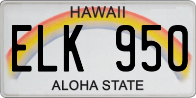 HI license plate ELK950