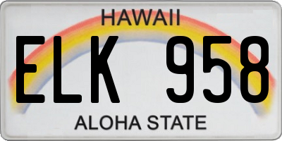 HI license plate ELK958