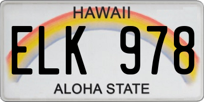 HI license plate ELK978