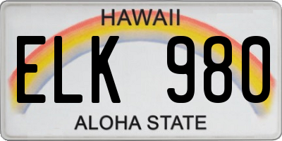 HI license plate ELK980