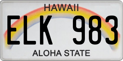 HI license plate ELK983