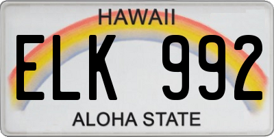 HI license plate ELK992