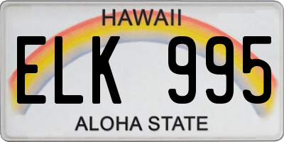HI license plate ELK995