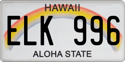 HI license plate ELK996