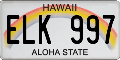 HI license plate ELK997