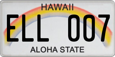 HI license plate ELL007