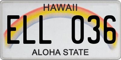 HI license plate ELL036