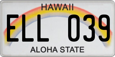 HI license plate ELL039