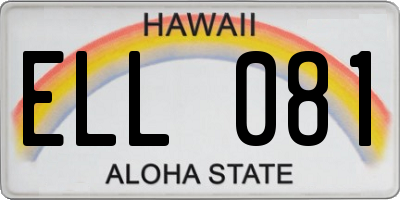 HI license plate ELL081