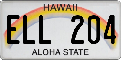 HI license plate ELL204