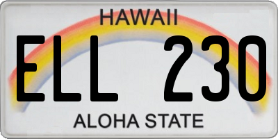 HI license plate ELL230
