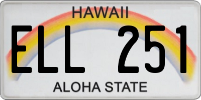 HI license plate ELL251