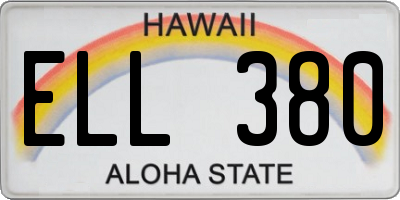 HI license plate ELL380