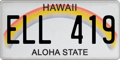 HI license plate ELL419