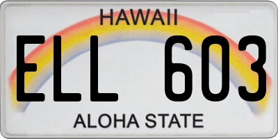 HI license plate ELL603