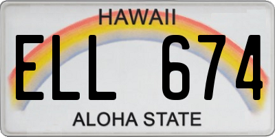 HI license plate ELL674