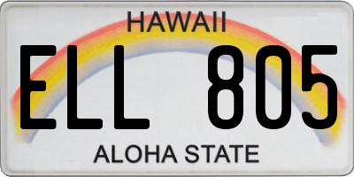 HI license plate ELL805