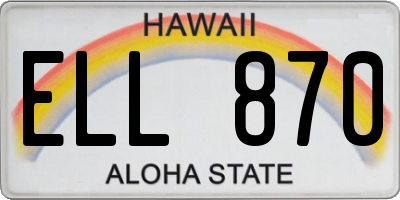 HI license plate ELL870
