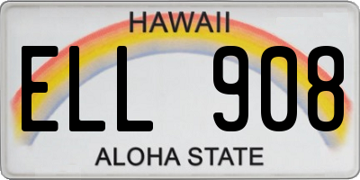 HI license plate ELL908