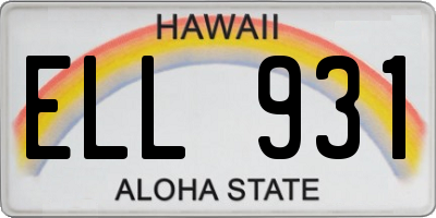 HI license plate ELL931