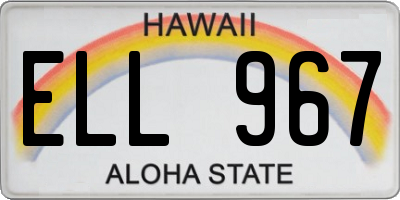 HI license plate ELL967