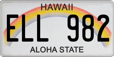 HI license plate ELL982