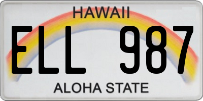 HI license plate ELL987