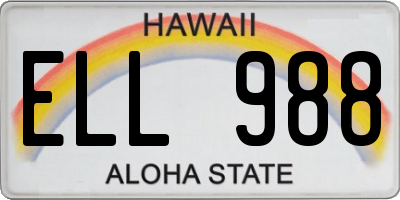 HI license plate ELL988