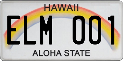 HI license plate ELM001