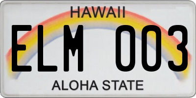 HI license plate ELM003