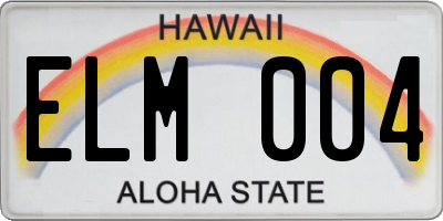 HI license plate ELM004