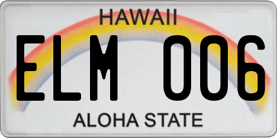 HI license plate ELM006