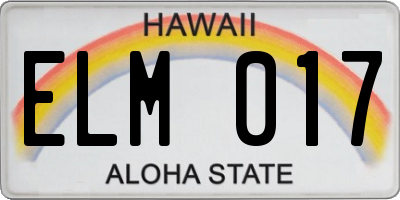 HI license plate ELM017