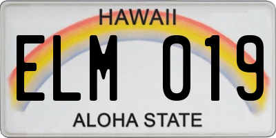 HI license plate ELM019