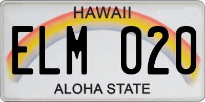 HI license plate ELM020