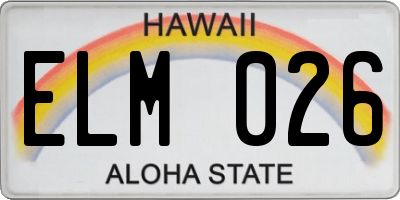 HI license plate ELM026