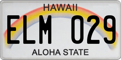 HI license plate ELM029