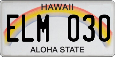 HI license plate ELM030