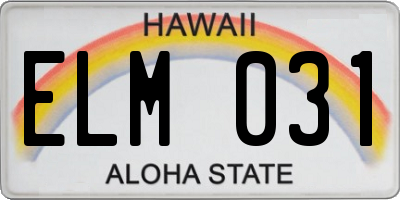 HI license plate ELM031