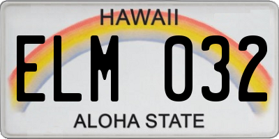 HI license plate ELM032