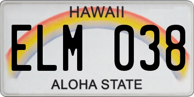HI license plate ELM038