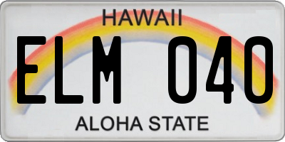 HI license plate ELM040