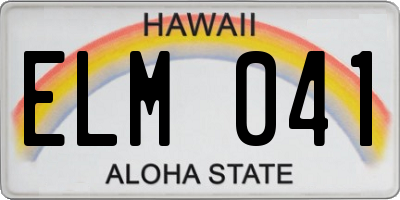 HI license plate ELM041