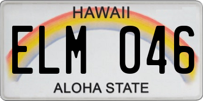 HI license plate ELM046