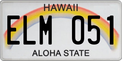 HI license plate ELM051