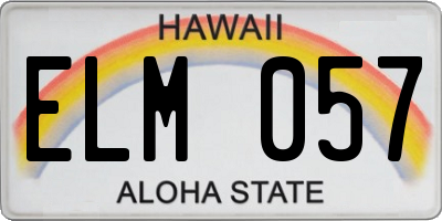 HI license plate ELM057