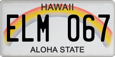 HI license plate ELM067